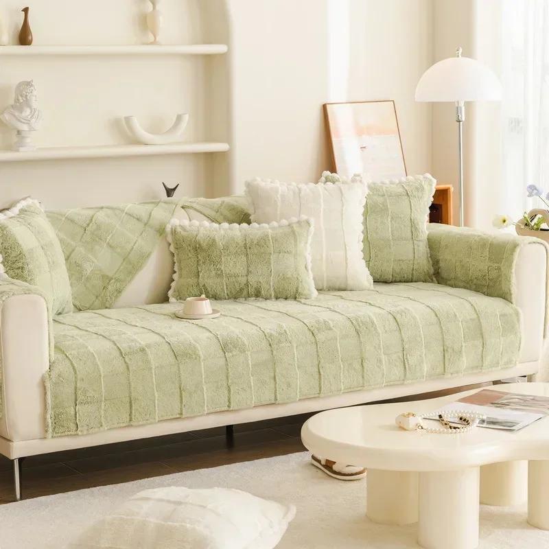 Thicken Plush Sofa Towel Universal Non-slip Sofa Mat Winter Warm Soft L Shaped Sofa Mat Couch Cushion Slipcovers for Living Room