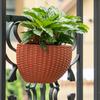 Wall Mount Planter With Rattan Style Wicker Design For Indoor Garden Decor