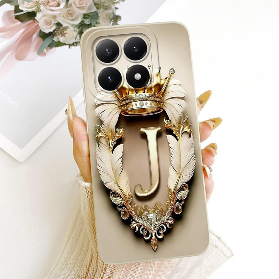 Phone Case For Xiaomi 15T Pro Soft Silicone Gold Crown Letter Painted Back Cover For Xiaomi15T 15 T Pro Cases Bumpers