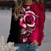 Rose Flower Sweatshirts Floral 3D Print Hoodies Women Long Sleeve Y2k Hoodie Streetwear Oversized Pullovers Top Female Clothing