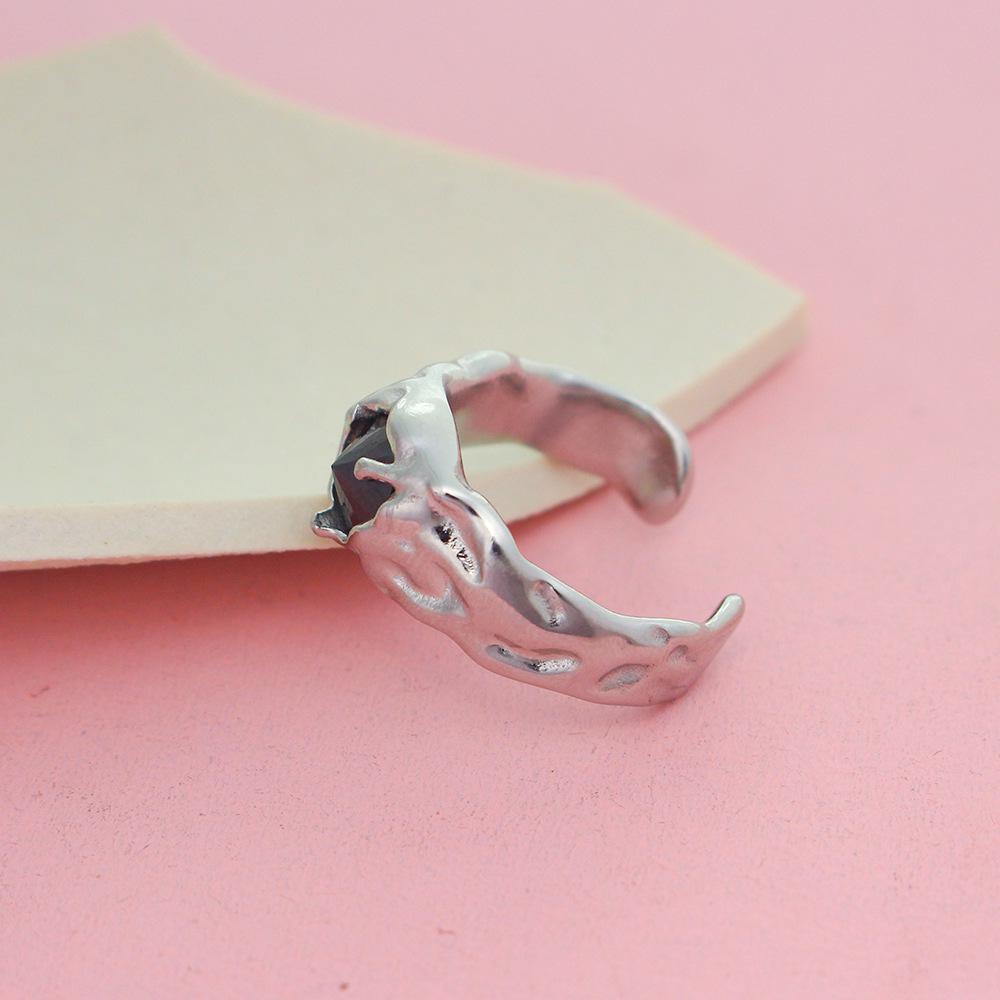 Korean Niche Titanium Steel Zirconia Open Ring: Cool, Versatile, Luxury Jewelry US Size 8