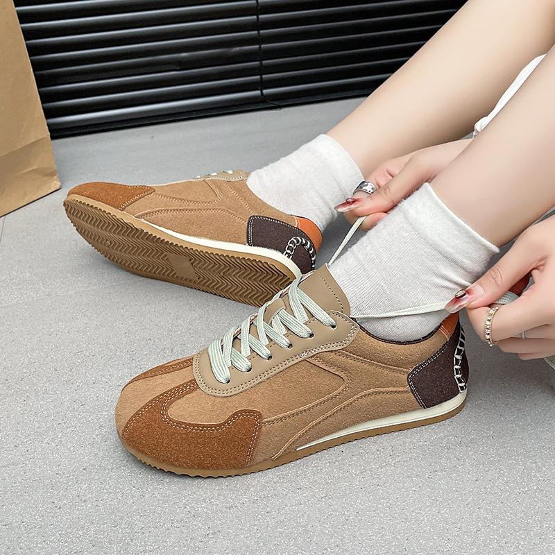 

Модная женская обувь 2025 Новые женские вулканизированные туфли на шнуровке спереди Модная цветовая гамма Горячая распродажа Удобная повседневная обувь с круглым носком 40 коричневый