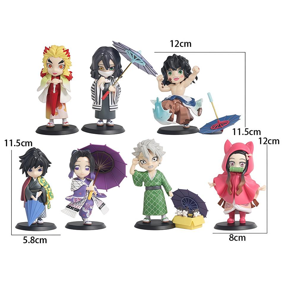 Latest 1-12Pcs Figurine Plum Rain Series Kochou Shinobu Tomioka Giyuu Mitsuri Figurine Plaything Gift For Kids