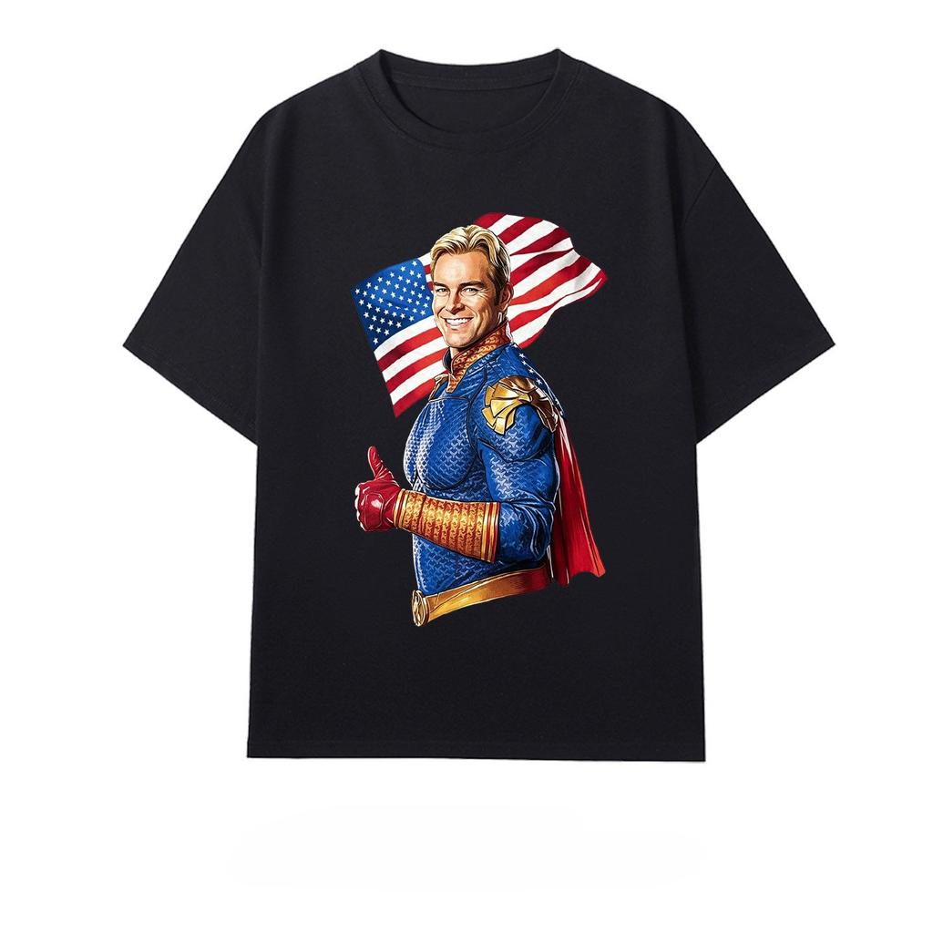 New American TV The Boys Homelander Graphic Cotton Tee Unisex Summer Short Sleeve Fashion Brand Tee Luxury Casual Vintage Tees
