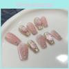 Handcrafted False Nails Pink Color Cat Eye Design 375 Goddess Girl Long T Xs