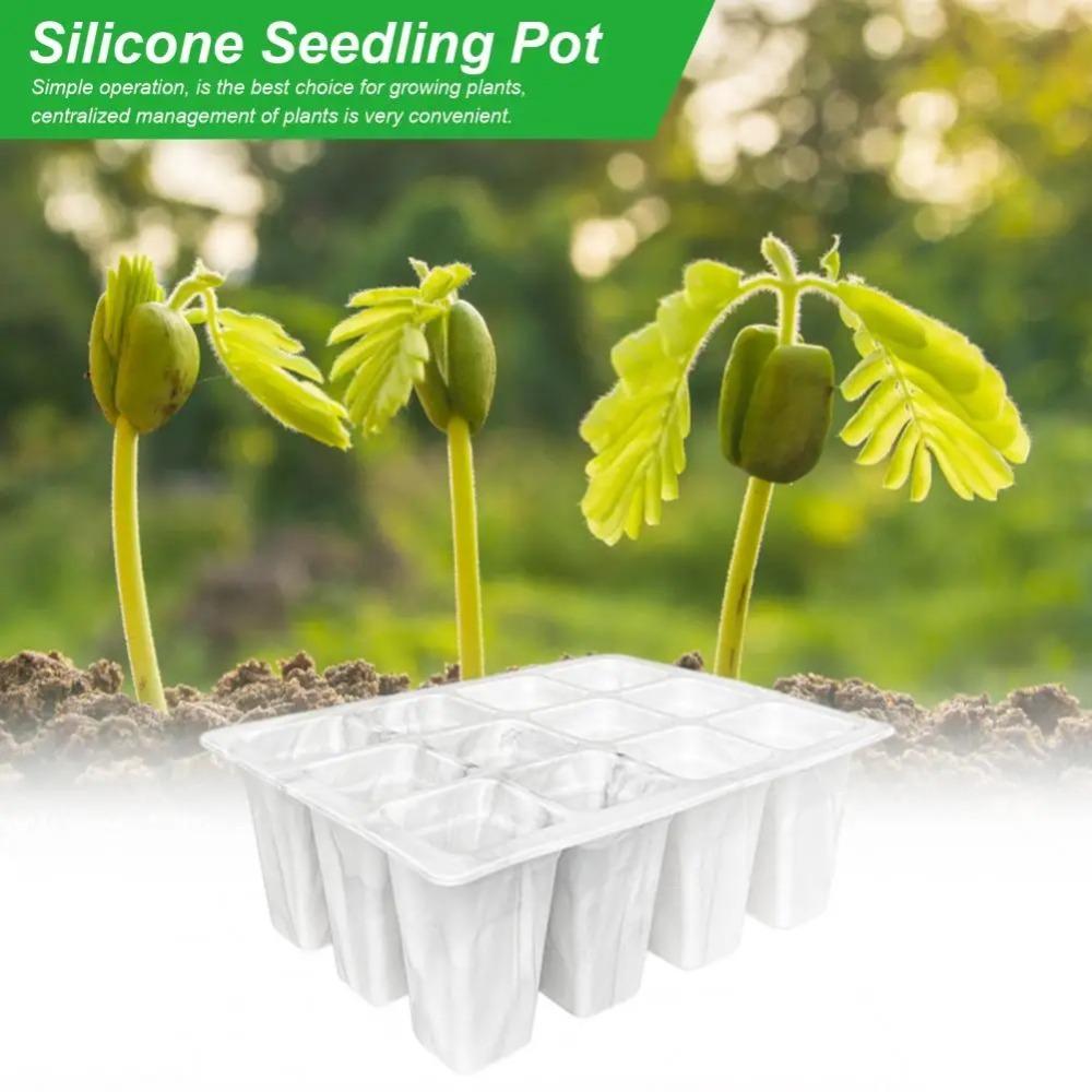 Silicone Nursery Tray 12 Grids Germination Trays Creative Plant Grows Box For Flower Seeds