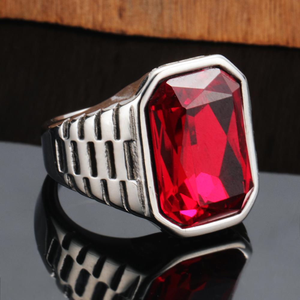 Herren Quadratischer Titanring Minimalistischer Geometrischer Edelsteinschmuck Trendiger Punk Edelstahlring für Herren Modeaccessoires