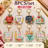 8pcs Inspirational Mini Key Chains Teacher Appreciation Bag Charm Key Ring  Souvenir