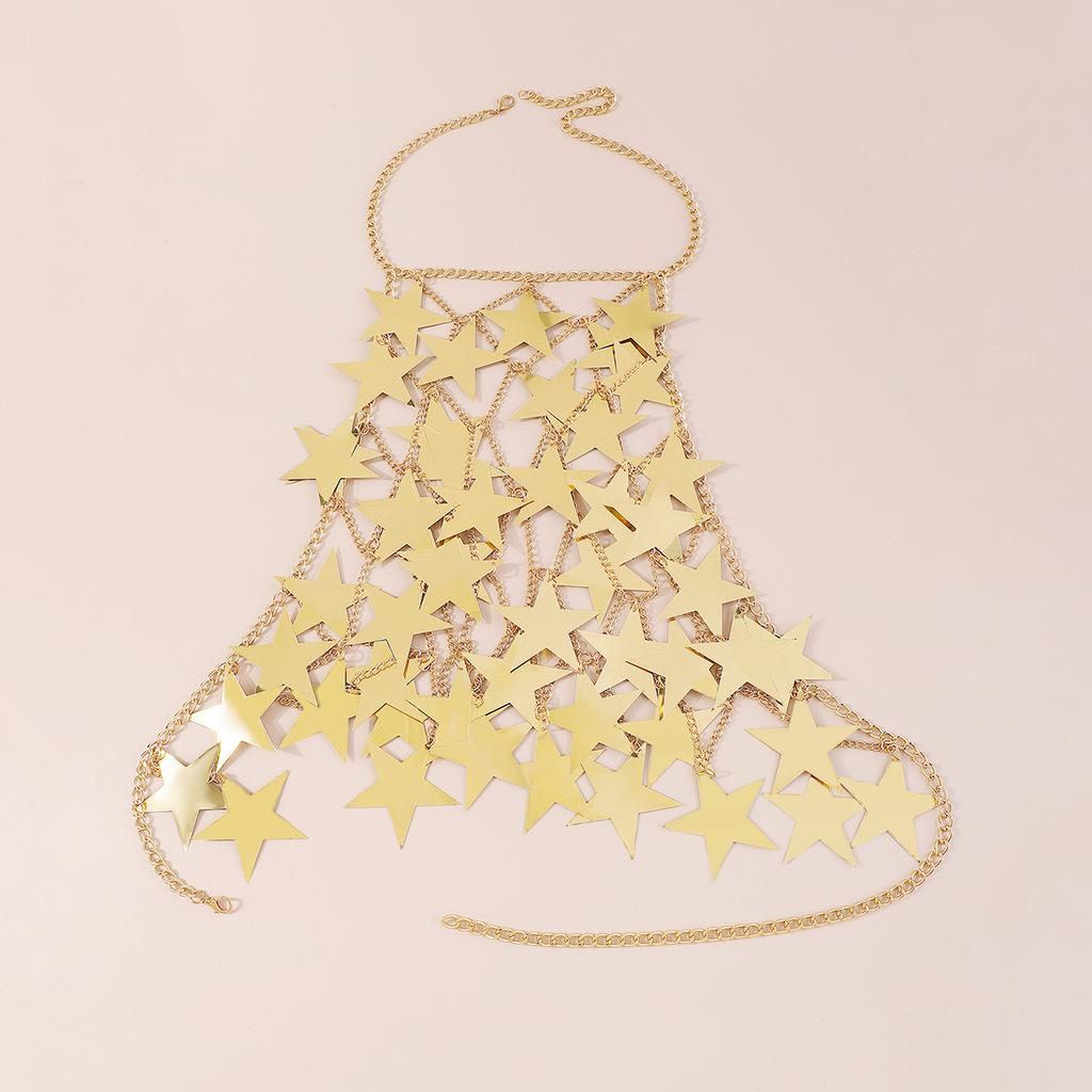 Exaggerated Star Sequins Splicing Chest Ornaments Sexy Creative Street Shot Hollow Chain Neck Body Chain