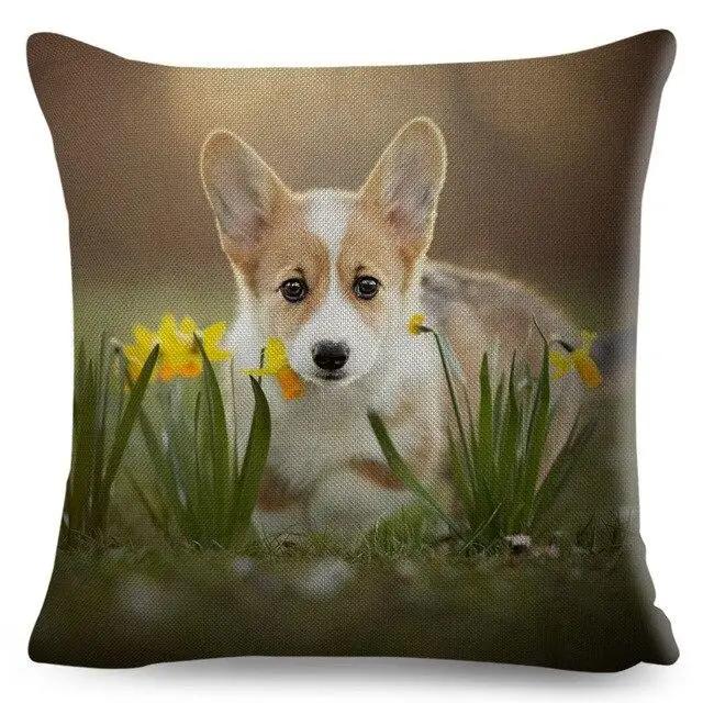 Cute Welsh Corgi Pembroke Dog Printed Pillowcase Decoration  Pet Animal Cushion Cover Sofa Household Car