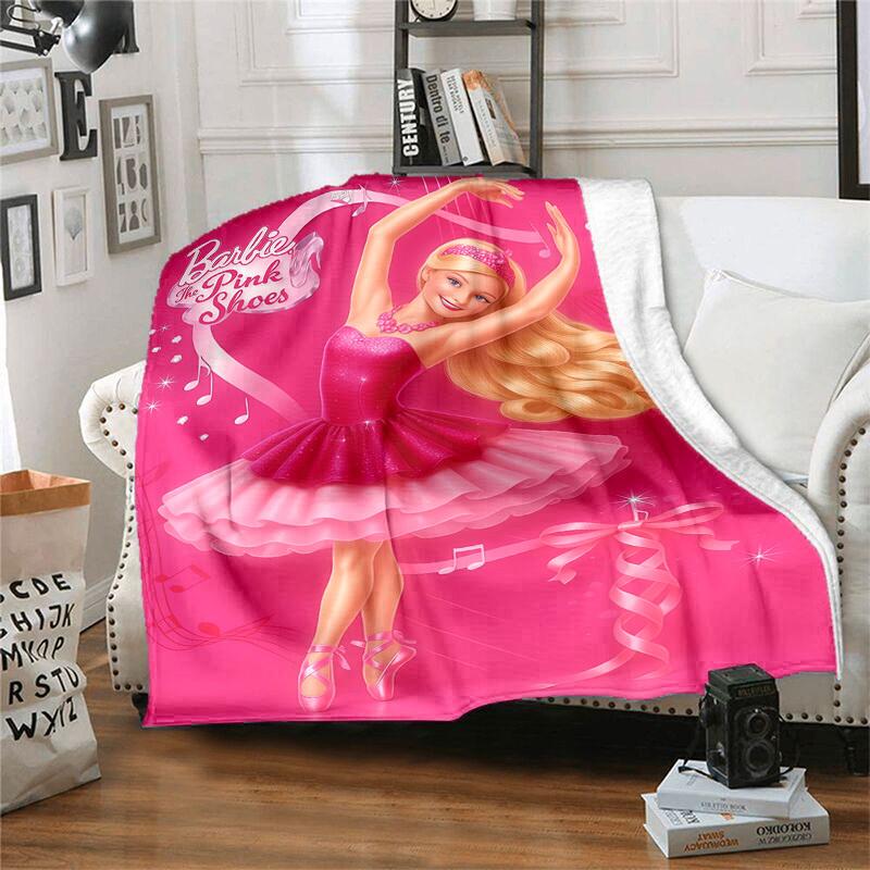 1pc Barbie Pink Shoes Cartoon Blanket,Portable Throw for Travel & Camping, All Season Cozy Blanket,Ideal Gift