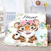 Personalized Name Blanket Cartoon Animal Digital Print Flannel Blanket Fun Gift Blanket