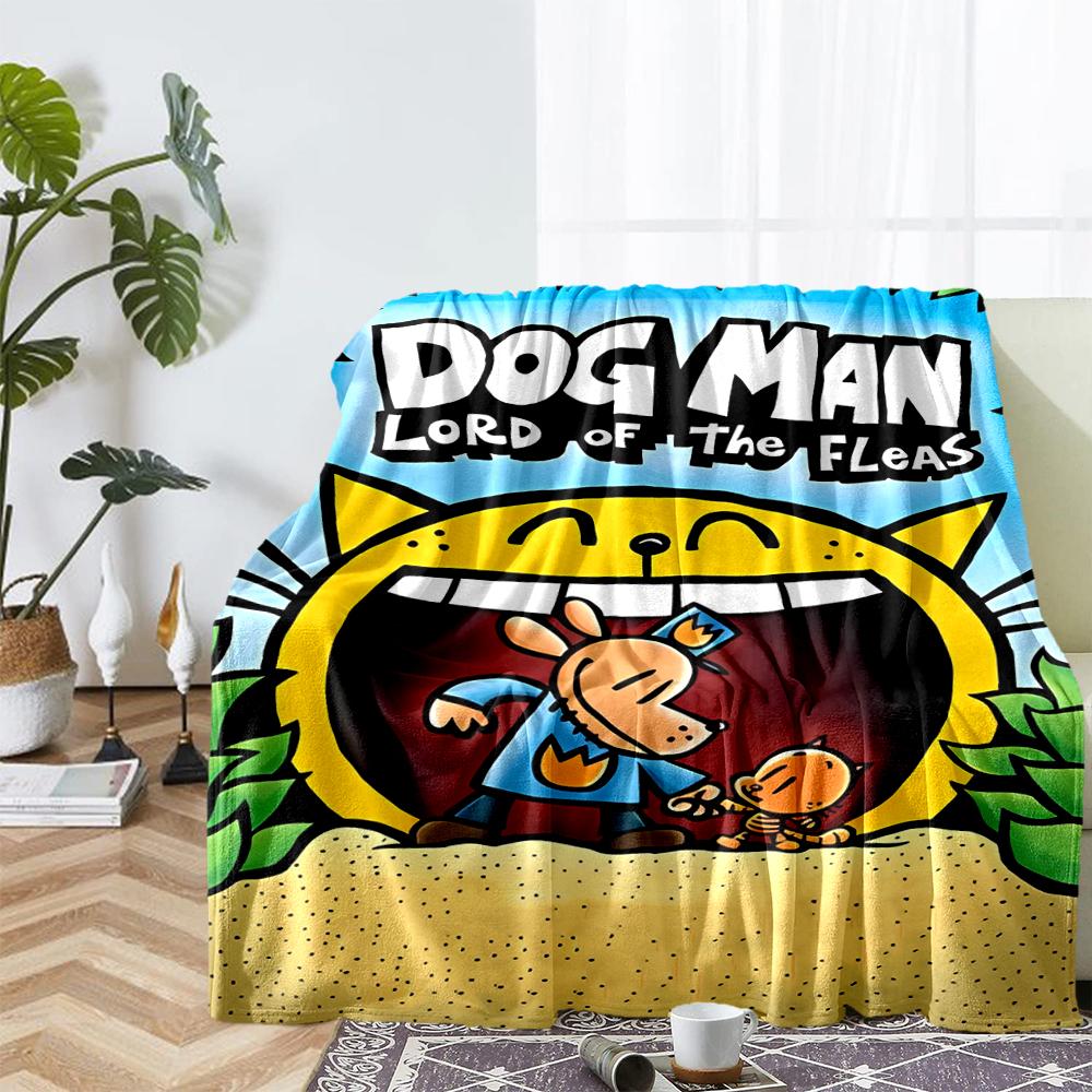 Dog Man Theme Printed Blanket - Perfect for Couch, Bed, Travel & Outdoor Use | Machine Washable, Cozy & Durable.