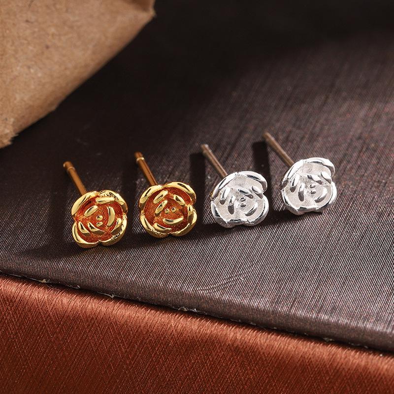 Exquisite 2024 Rose Flower Stud Earrings for Women - Light Luxury Autumn/Winter Accessory
