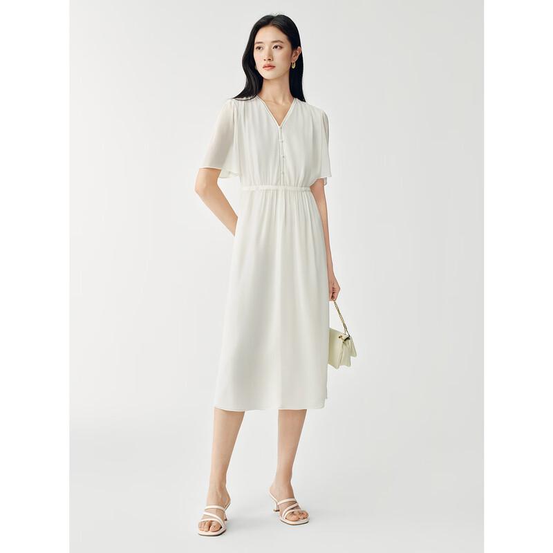 JUZUI Elegant Beaded V-Neck Chiffon Dress for Women 2026 Summer