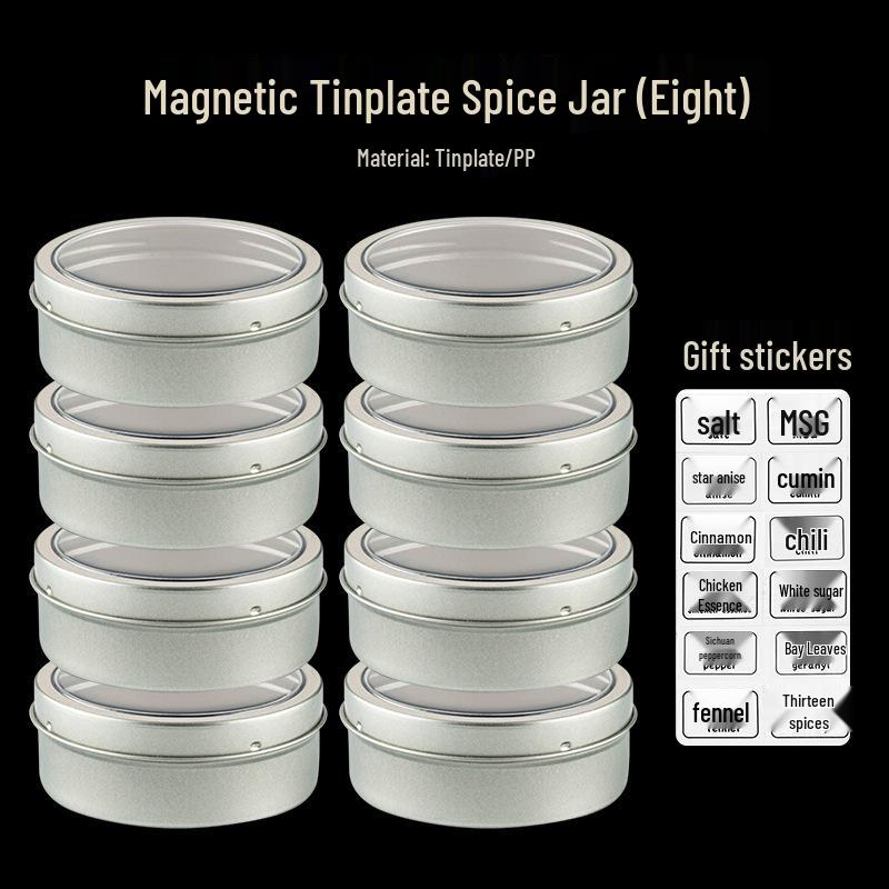 Magnetic Kitchen Spice & Grain Storage Tin Set