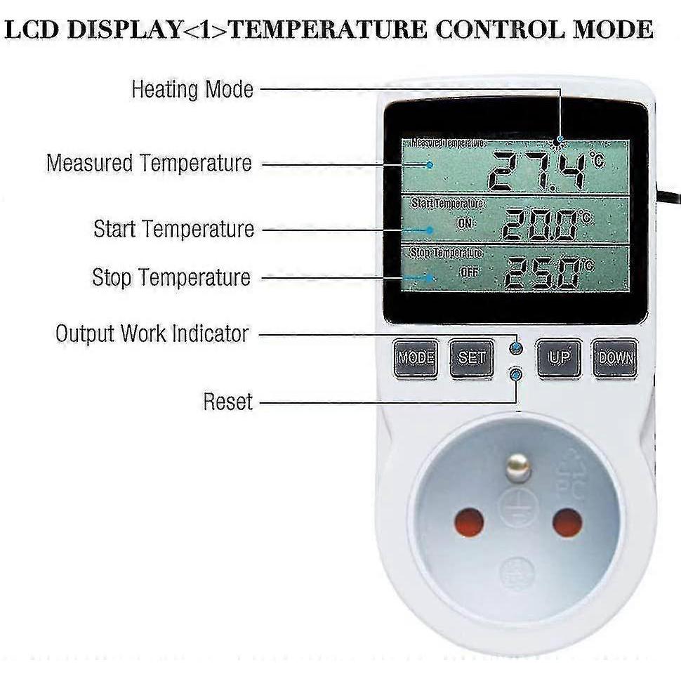 Starlight-digital Temperature Controller, Heating Cooling Thermostat Socket Lcd Temperature Controller, 230v For Greenhouse Farm Temperature Controlle