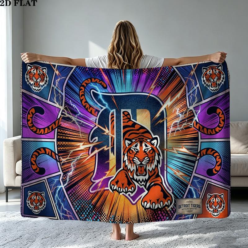 Detroit Tigers Print Flannel Blanket High Quality Warm Comfortable Cover for All Seasons Perfect for Gifts Home Decor
