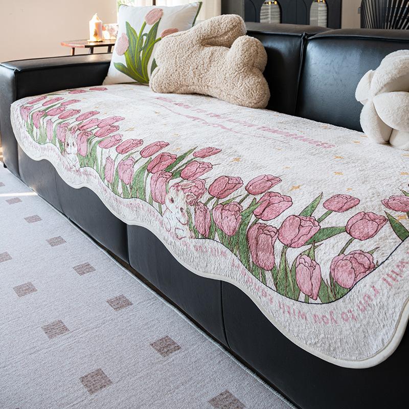 

All Seasons Universal Leather Sofa Cushion Cute Special-Shaped Seat Cushion Cartoon New Special Cover Towel Non-Slip Cover Cloth 90*90cm