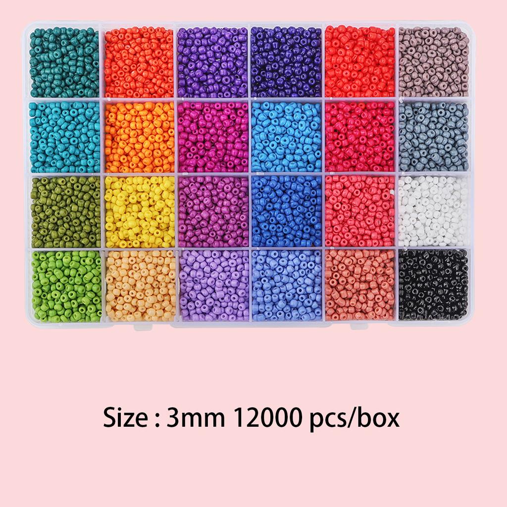 Yiwu 24 Farben 3mm Mix Saatperlen Set 12000 Stück pro Box für DIY Schmuck Perlen Halskette Armband Ohrring Herstellung Set