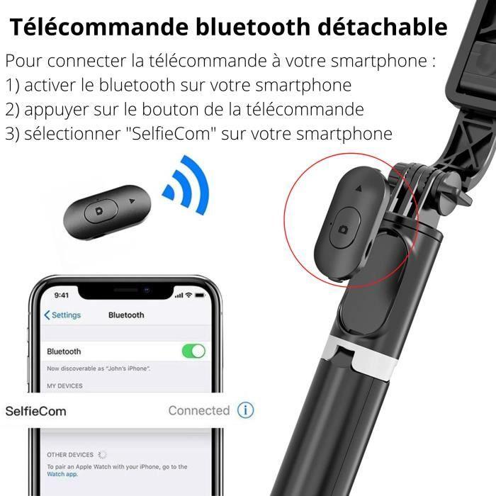 Bluetooth Selfiepinne med avtagbar fjärrkontroll Utdragbart Teleskopiskt Stativ för iPhone Samsung Xiaomi Huawei Phonillico®