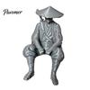 Traditional Chinese Martial Arts Art 3D Printed Ancient Hermit Warrior Figurine, Swordsman Statue with Bamboo Hat, Zen Tea Table Ornament Mini Desktop