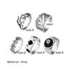 5 Pieces Punk Poker Billiards Rings for Women Funny Goth Hip Hop Retro Fashion Male Couple Birthday Festival Jewelry