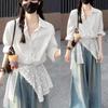 Floral Embroidery Lace Shawl Scarf White Lace Detachable Collar New Fake Collar  Women