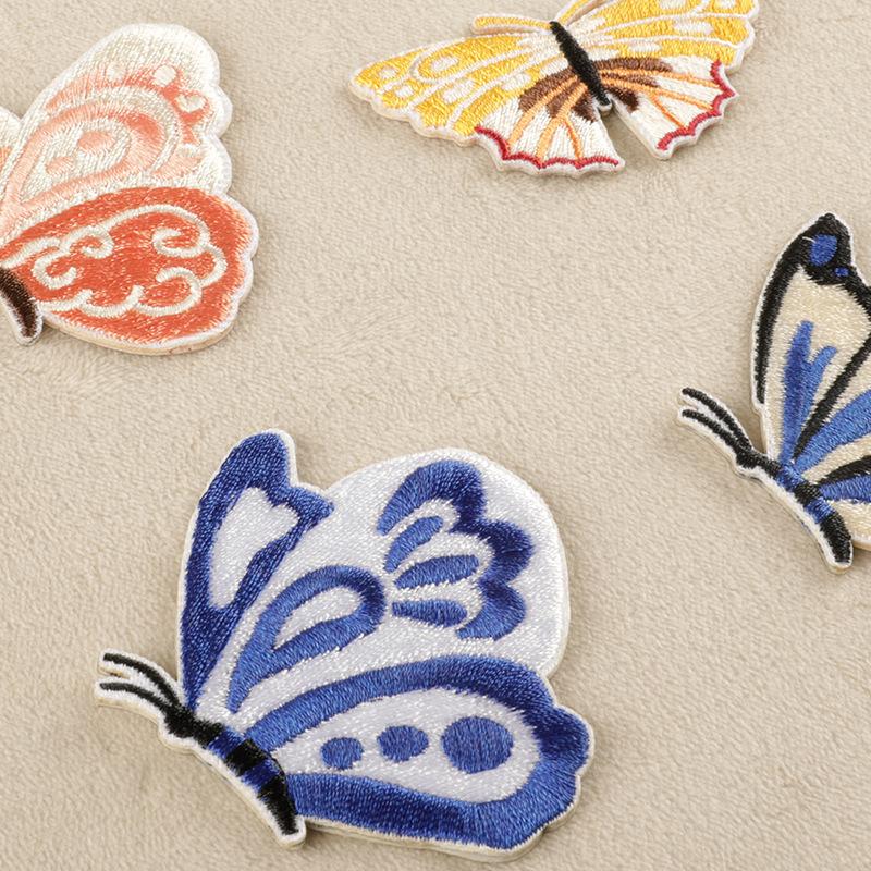 Embroidery label self-adhesive patch cartoon butterfly hand account DIY shoes and hats accessories, national style embroidery cloth sticker