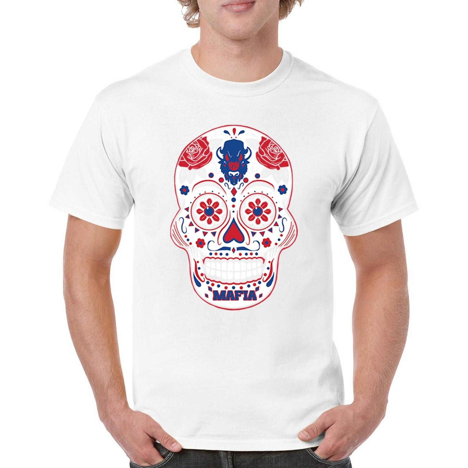 Buffalo Sugar Skull T-shirt Die-Hard Football Fan Tailgating Men s Tee S