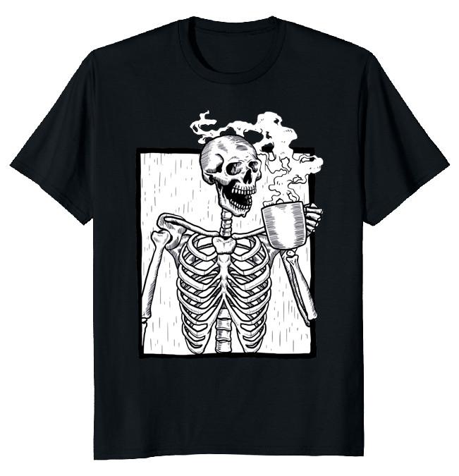 NEW LIMITED Halloween Coffee Drinking Funny Novelty Tee L