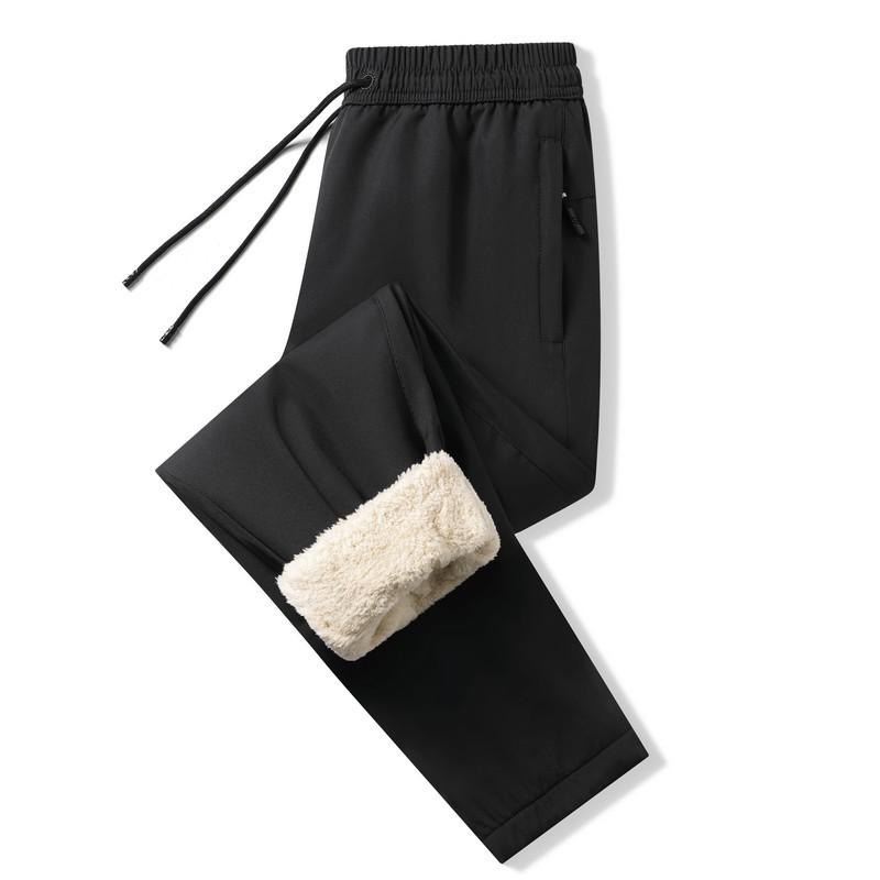 Unisex Winter Lambswool Fleece-Lined Pants: Plus Size, Thick, Cold-Resistant, Warm, Windproof, Customizable Logo