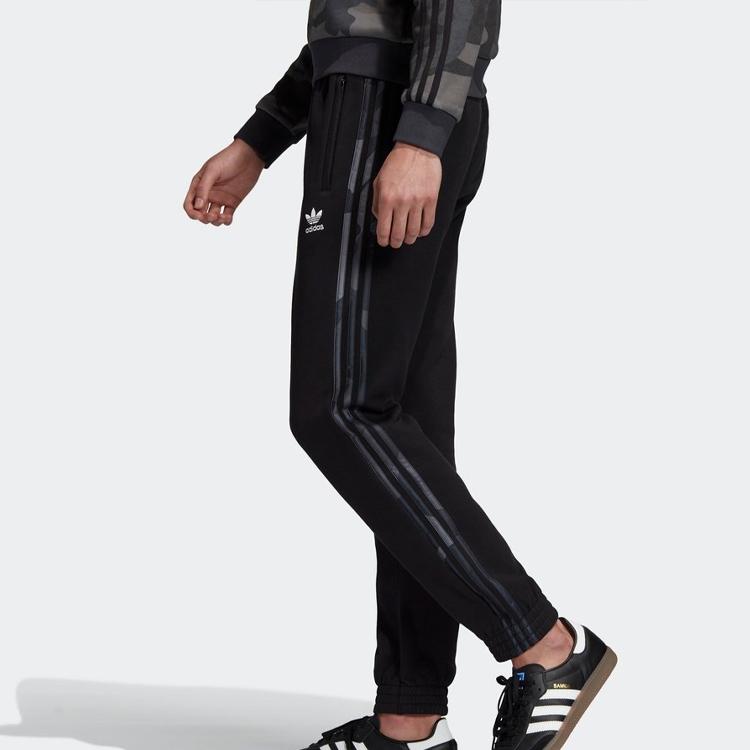 Adidas Originals Trefoil Casual Mid-Waist Drawstring Tapered Knit Joggers Men Bottoms Black FL0002