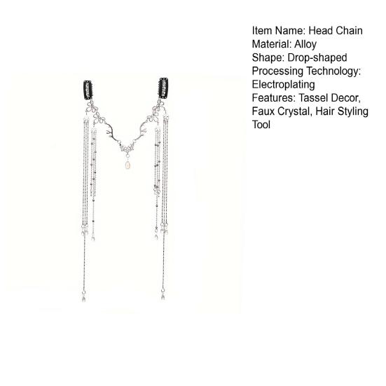 Head Chain Hair Clip Faux Crystal Inlaid Tassel Chain Decor Headgear Women Hair Decoration Photography Accessories