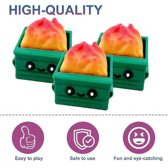 Funny Dumpster Fire Stress-Relief Clicker Fidget, Anxiety Relief Gift, Mini Fidget Toy Office Desk Accessories Decor