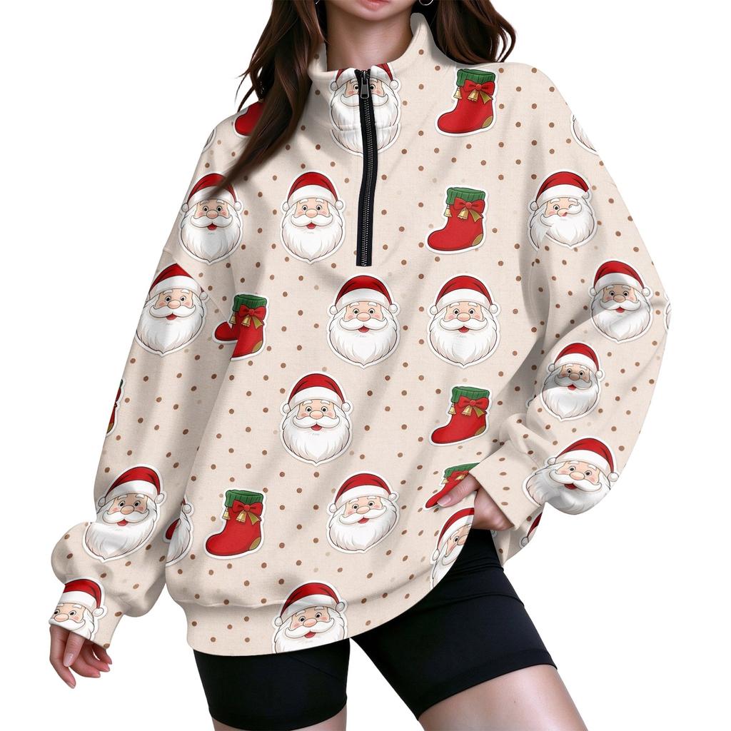 Women's Trendy Lightweight Printed Half-Zip Sweatshirt for Casual Everyday Wear