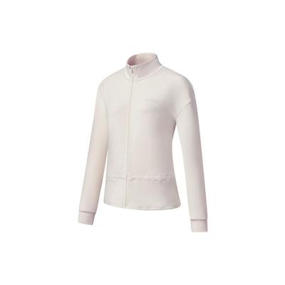 Solid Color Zip Neck Long Sleeve Jacket Women Jackets Milk-Cloud SC1230012DY-GE75