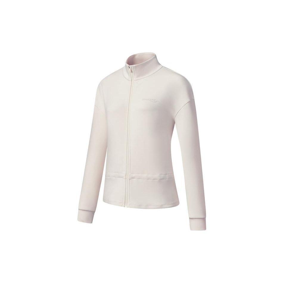 SAUCONY Solid Color Zip Neck Long Sleeve Jacket Women Jackets Milk-Cloud SC1230012DY-GE75