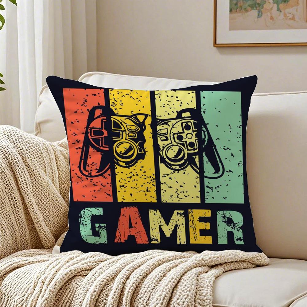 Fashion Colorful Graffiti Game G-Gamepad Cushion Cover Linen Pillowcase Soft For Sofa Bed Home Room Decor