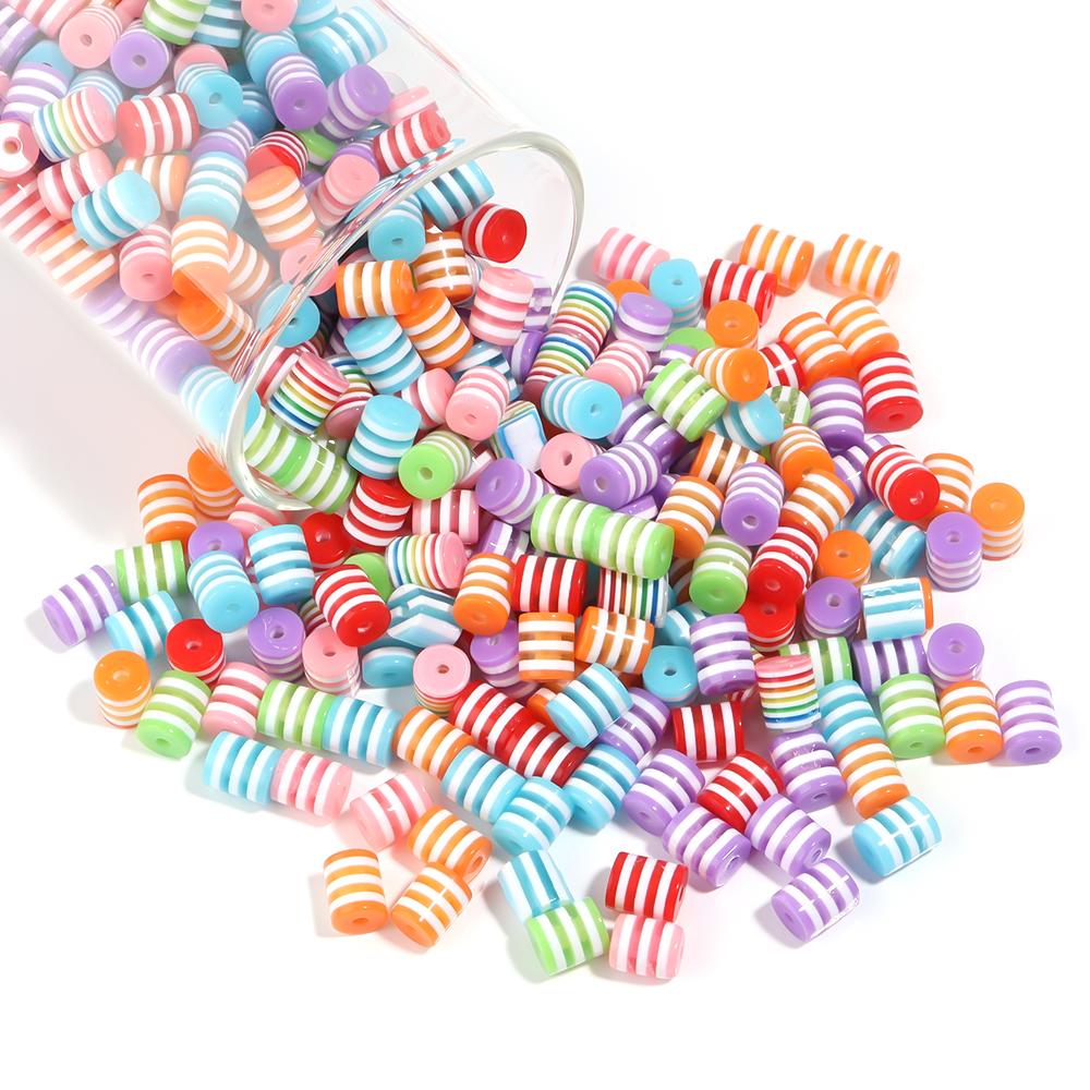100pcs/Lot 8mm Resin Barrel Beads Rainbow Loose Space Beads For Jewelry Making Accessories DIY Bracelet Necklace Wholesale