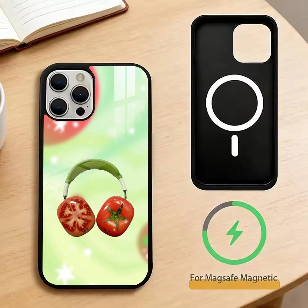 Tomato Cartoon Cute Creative Phone Case For iPhone17,16,15,14,13,12,11 Plus,Pro Magnetic For Magsafe Wireless Charging