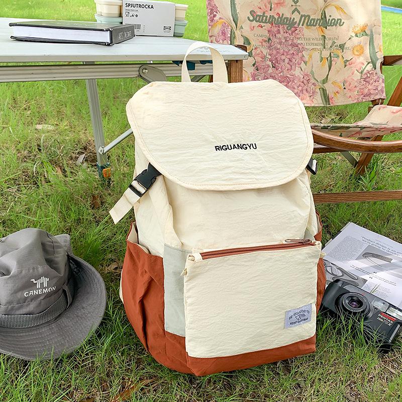 

Large capacity cloth bag backpack women s casual versatile outdoor mountaineering bag sports fitness lightweight travel backpack оранжевый