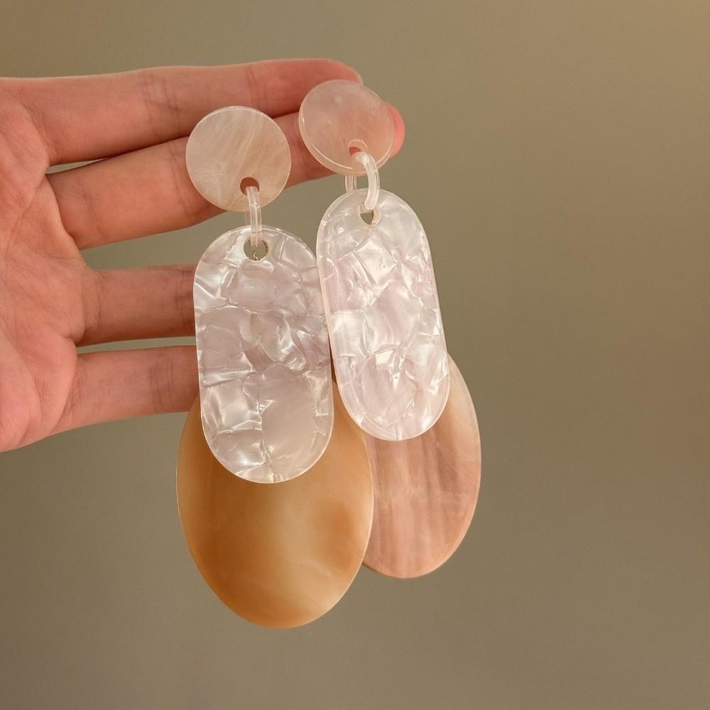 Acrylic Geometric Pendant Earring Hypoallergenic Exaggerated Round Oval Earrings Lightweight Exquisite Earrings for Women