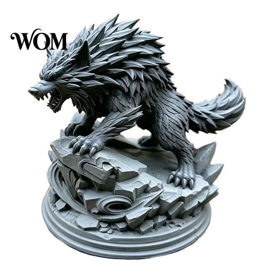 Wild Animal Decoration 3D Printed Wolf Statue, Howling Figurine, on Office Desk Ornament Rock Sculpture, Collectible for Home Figurine