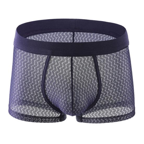 Men Boxer Underwear Summer Mid-rise Solid Color Ice Silk Thin Shorts Briefs Quick-Drying Sexy Panties Daily