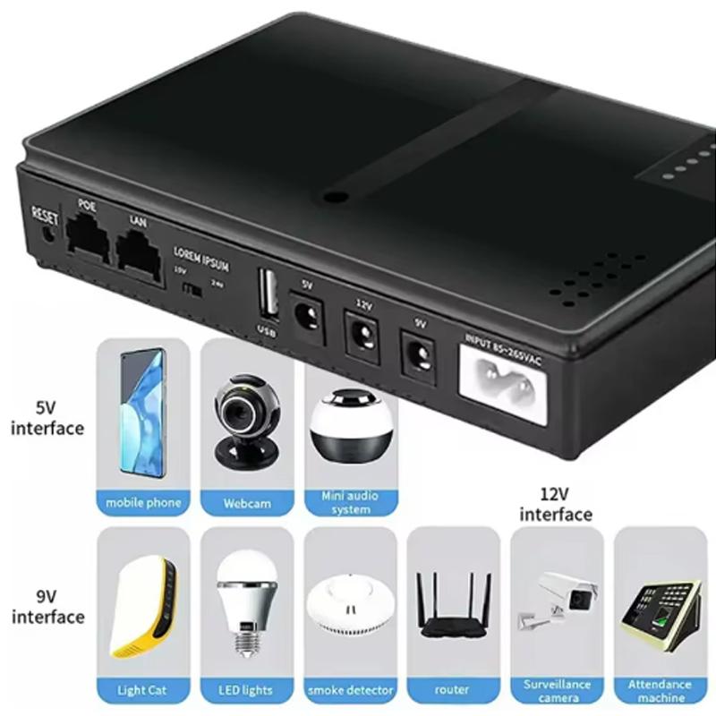 DC UPS Battery Backup 10400mAh 5V 9V 12V 2A 15V 24V 1A Output Uninterruptible Power Supply 85‑265V UPS Battery Backup hot sell