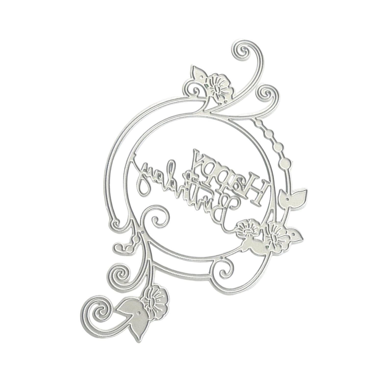 

Happy Birthday Die Cut Stencils Birthday Wreath Carbon Steel Cutting Die Scrapbooking Embossing Tool for Card Making