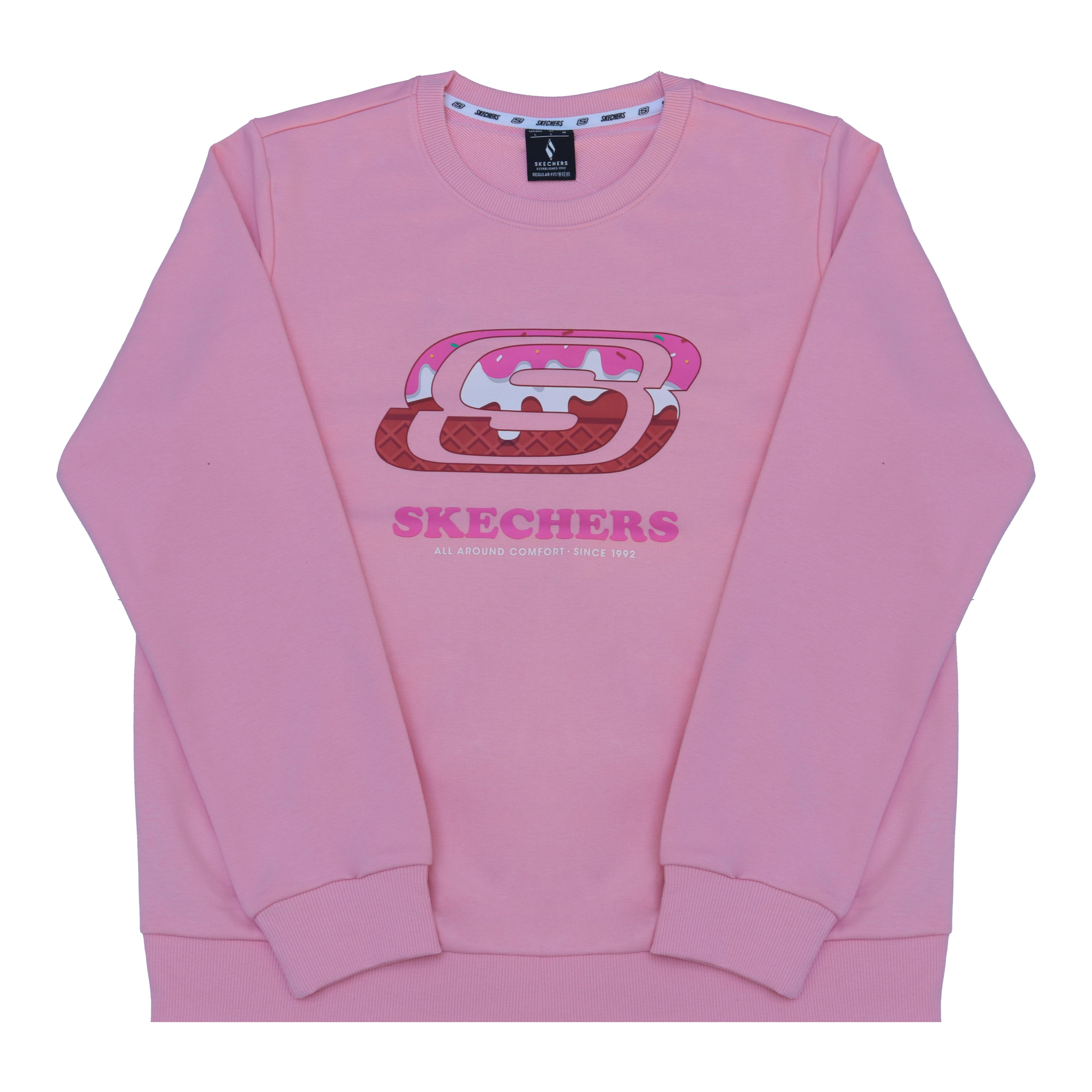 Skechers Спортивный повседневный удобный пуловер с принтом логотипа из букв Универсальный модный свитшот Женский свитшот Quartz-Pink RF-L223W904-00K7 M