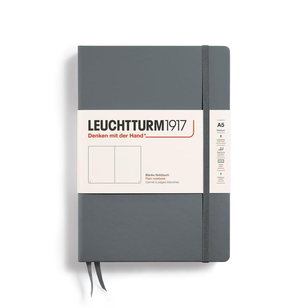 Leuchtturm A5 Notebook, Plain Anthracite, 344785, Officially Imported