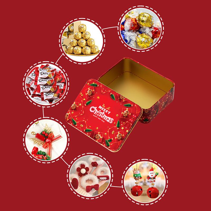 Christmas Transparent Window Tin Box Cookie Candy Tinplate Chocolate Storage Box With Exquisite Lid Christmas Gift Packaging Box